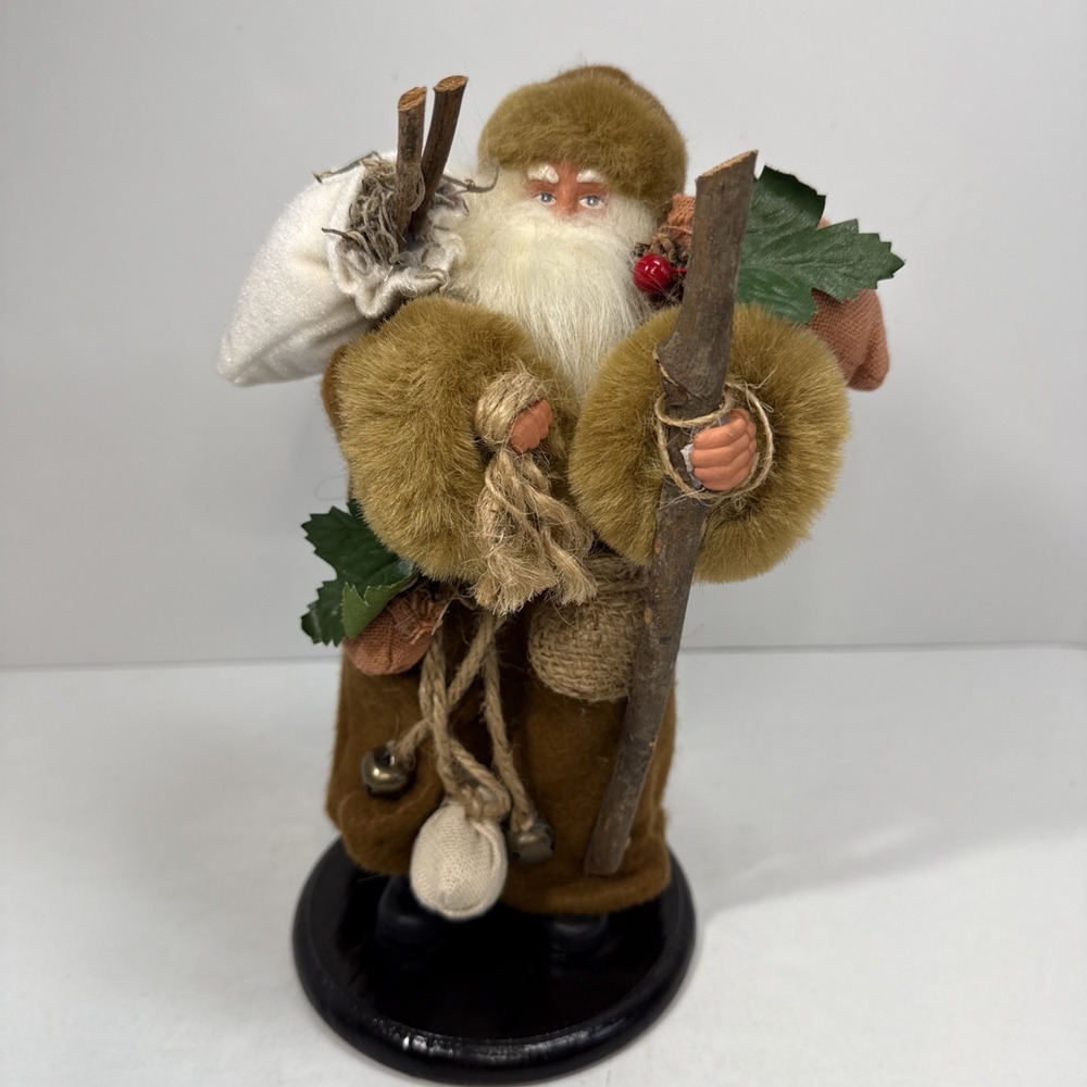 Bronson Woodland Folk Art Father Christmas Vintage Rustic‎ Primitive Wood Base